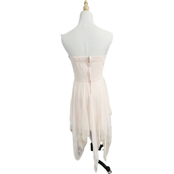 Vtg Deb Pastel Pink Sheer Mesh Chiffon High Low Mini Dress Fairy Whimsical 9 - Picture 4 of 12